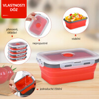 De Gusto Skládací silikonové dózy 4 ks červená