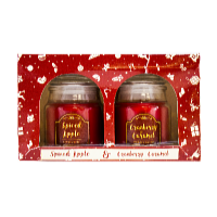 Arôme Vánoční vonná svíčka Spiced Apple + Cranberry & Caramel, 2 x 85 g