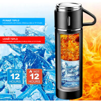 De Gusto Termoska se 3 hrnky HOT&COLD 500 ml, béžová