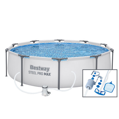 Bestway Bazén Steel Pro Max 3,05 x 0,76 m s kartušovou filtrací a bazénovým vysavačem Deluxe