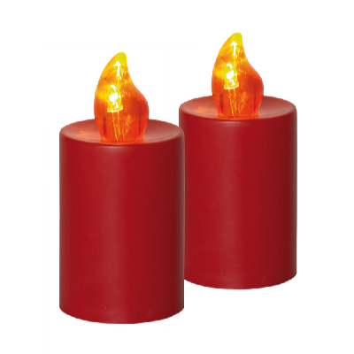 Elektrická svíčka s plamenem 2 ks červená
