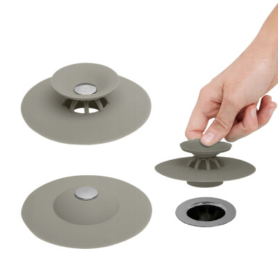 HomeLife Silikonová zátka se sítkem Klik-klak 2v1 šedá