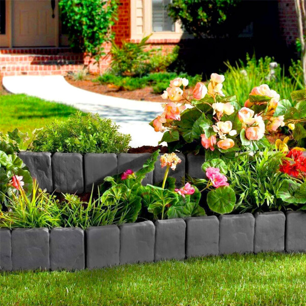 Garden King Zahradní plastový obrubník s imitací kamene 10 ks